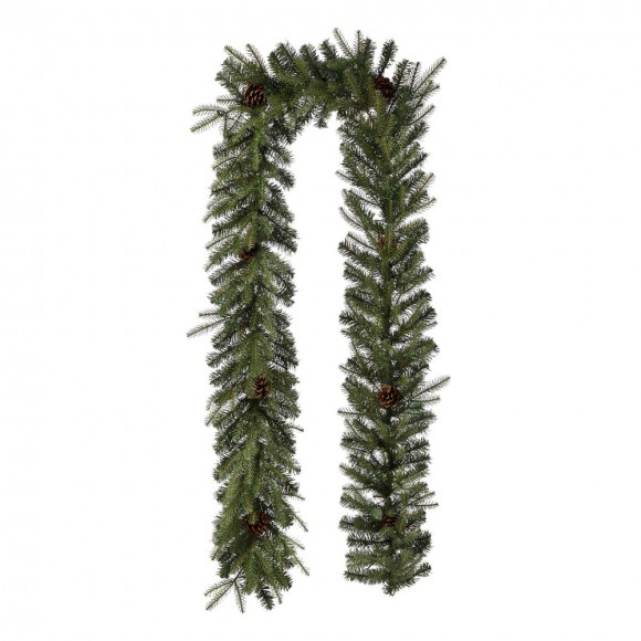 Glitzhome Glitzhome 9 Ft. Pre-Lit Greenery Pine Cone Christmas Garland With 50 Warm White LED Lights
