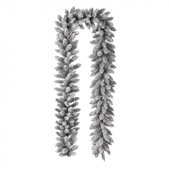 Glitzhome Glitzhome 9 Ft. Pre-Lit Snow Flocked Christmas Garland With 50 Warm White LED Lights