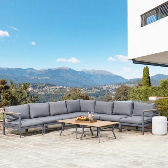 Glitzhome Glitzhome 9 Piece Outdoor Patio Black Aluminum Sectional Conversation Sofa Set With Cushions