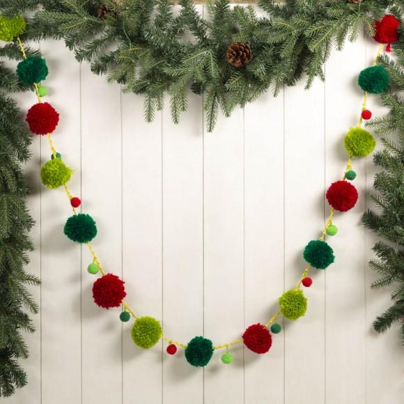 Glitzhome Glitzhome 96"L Multi Color Pompom Garland