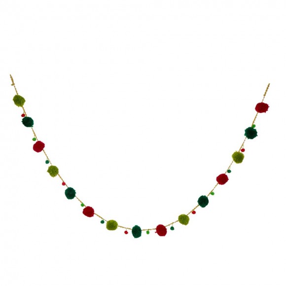 glitzhome Glitzhome 96"L Multi Color Pompom Garland