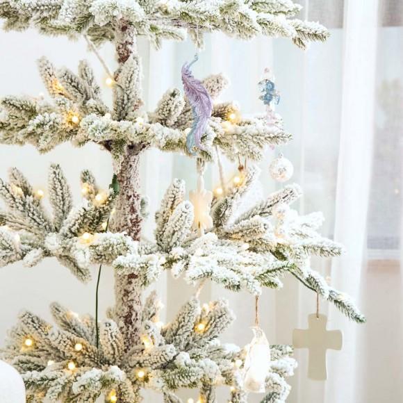 Glitzhome Glitzhome 9ft Deluxe Pre-Lit Flocked Pine Artificial Christmas Tree With 650 Warm White Lights