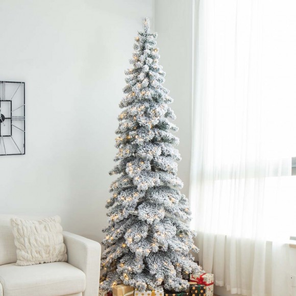 Glitzhome Glitzhome 9ft Pre-Lit Flocked Layered Spruce Artificial Christmas Tree With 500 Warm White Lights