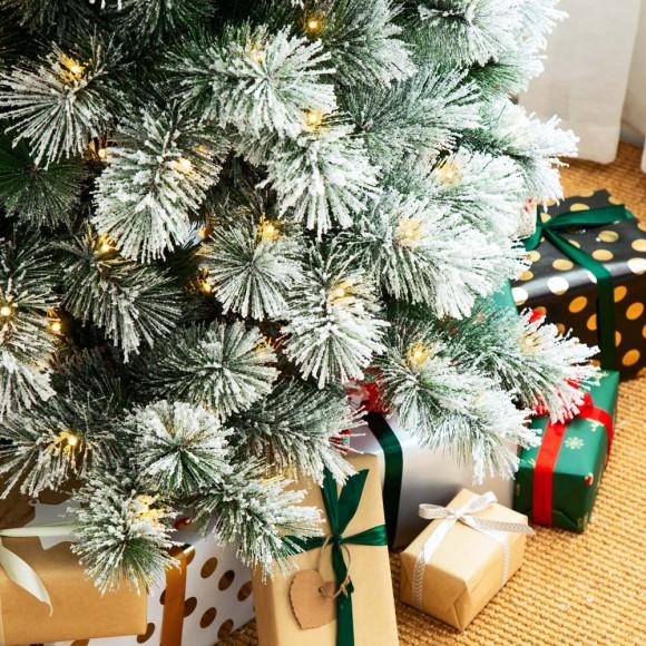 Glitzhome Glitzhome 9ft Pre-Lit Flocked Pencil Pine Artificial Christmas Tree With 500 Warm White Lights