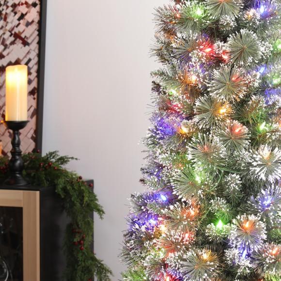 Glitzhome Glitzhome 9ft Pre-Lit Frosted Cashmere Pencil Pine Artificial Christmas Tree With 350 Warm White/Multi-color C3 Clear LED Lights 9 Function W/Remote Control