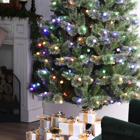 Glitzhome Glitzhome 9ft Pre-Lit Green Cashmere Slim Pine Artificial Christmas Tree With 450 Warm White And Multi-color Globe LED Lights 9 Funciton W/ Foot Pedal And Remote Control Simple Setup