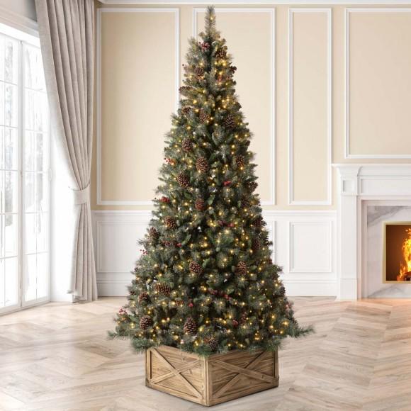 Glitzhome Glitzhome 9ft Pre-Lit Green Pine Artificial Christmas Tree With 1000 Warm White Lights