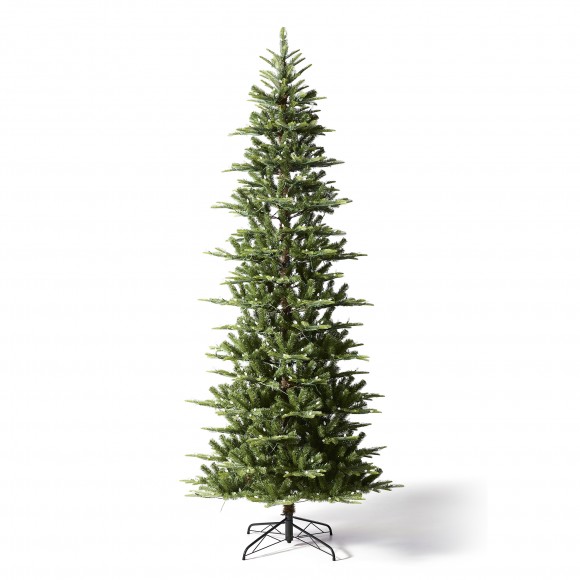 glitzhome Glitzhome 9ft Pre-Lit Green Slim Fir Artificial Christmas Tree with 500 strawberry Lights 9 Functional Warm White/Multi-color remote controller