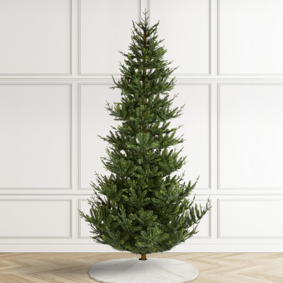 Glitzhome Glitzhome 9ft Pre-Lit Green Upward Slim Fir Artificial Christmas Tree With 700 Warm White And Multi-color LED Lights 9 Funciton W/ Foot Pedal And Remote Control Simple Setup