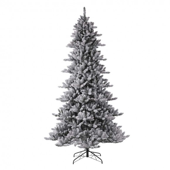 Glitzhome Glitzhome 9ft Pre-Lit Snow Flocked Fir Artificial Christmas Tree With 650 Warm White Lights