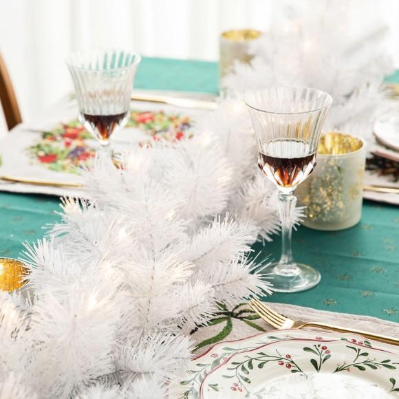 Glitzhome Glitzhome 9ft Pre-Lit White Pine Christmas Garland With 50 Warm White LED Lights And Timer