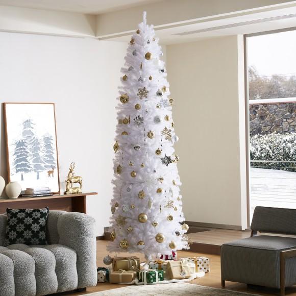 Glitzhome Glitzhome 9ft White Pencil Tinsel Artificial Christmas Tree
