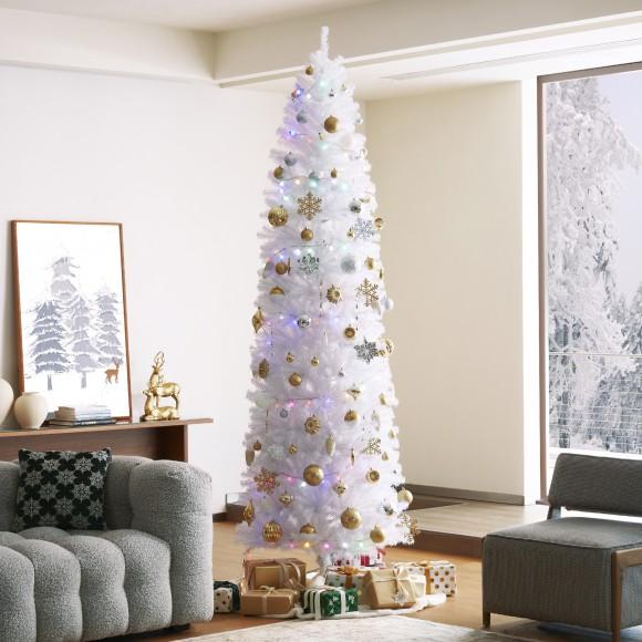 Glitzhome Glitzhome 9ft White Pencil Tinsel Artificial Christmas Tree