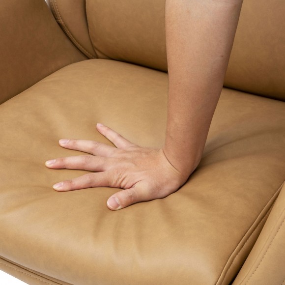 Glitzhome Glitzhome Adjustable High-Back Office Chair Executive Swivel Chair PU Leather Camel