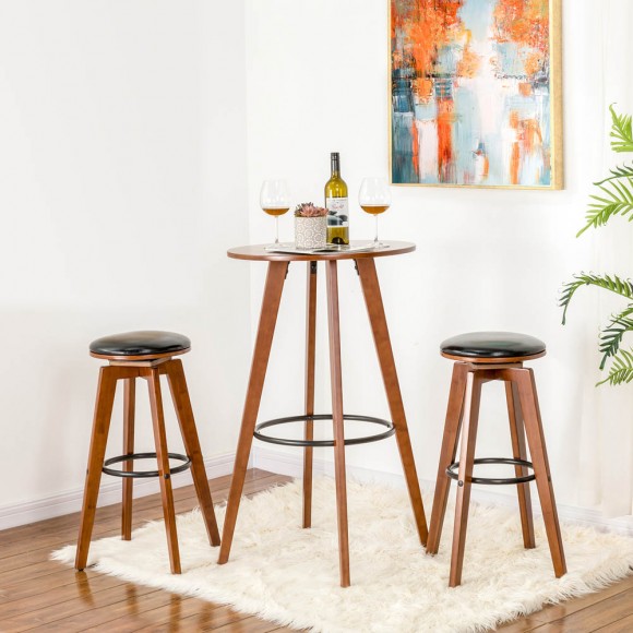 Glitzhome Glitzhome Bamboo Bar Table And Set Of 2 Bar Stools