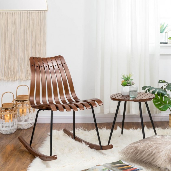 Glitzhome Glitzhome Bamboo Rocking Chair And Accent Table