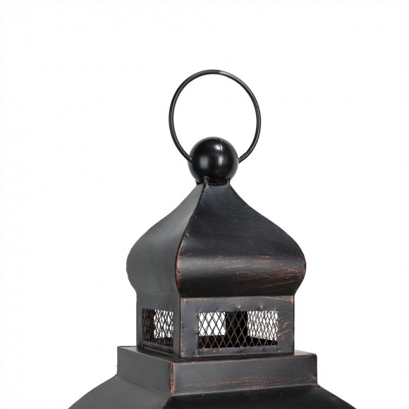 Glitzhome Glitzhome Black Farmhouse Wooden Lanterns With Diamond Window Frame Set Of 2