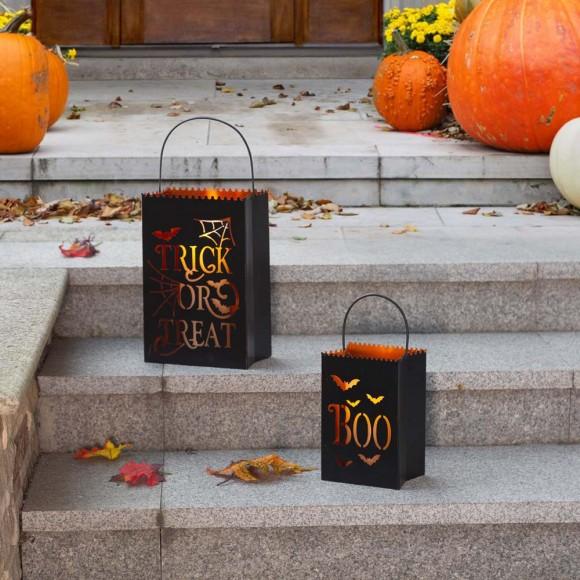 Glitzhome Glitzhome Black Halloween Metal Cutout "TRICK OR TREAT" Bucket Set Of 2