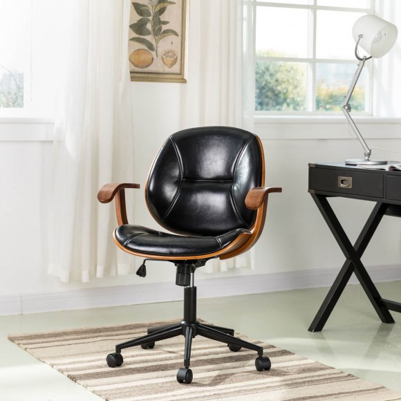Glitzhome Glitzhome Black Leatherette Adjustable Swivel Desk Chair/Task Office Chair