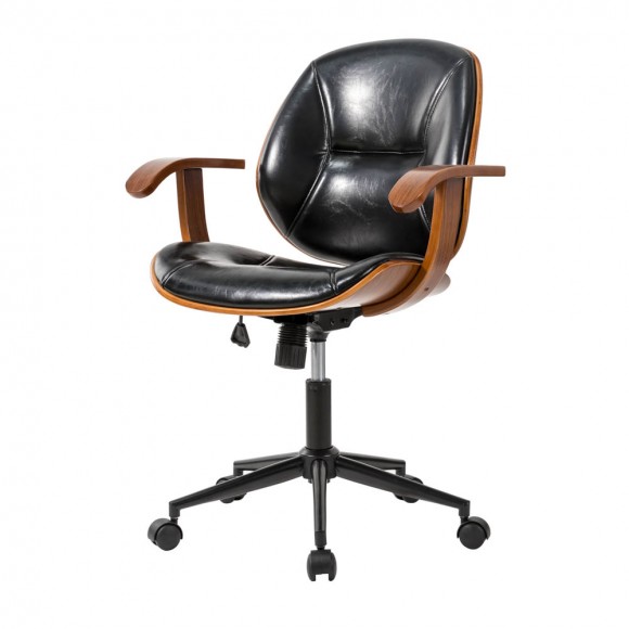 glitzhome Glitzhome Black Leatherette Adjustable Swivel Desk Chair/Task Office Chair