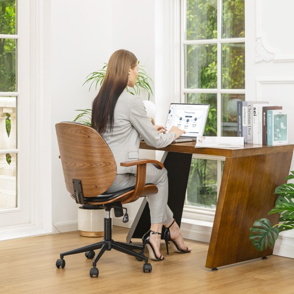 Glitzhome Glitzhome Black Leatherette Gaslift Adjustable Swivel Office Chair