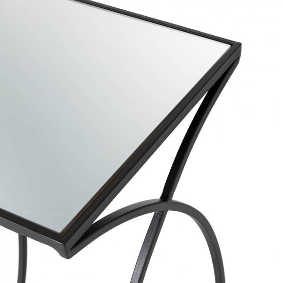 Glitzhome Glitzhome Black Metal Nesting Accent Table With Square Glass Top Set Of 2