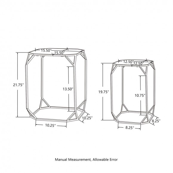 Glitzhome Glitzhome Black Metal Nesting Side & End Accent Table With Glass Top Set Of 2