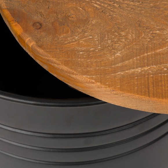 Glitzhome Glitzhome Black Metal Storage Accent Table Or Stool With Solid Wood Lid - Set Of 2