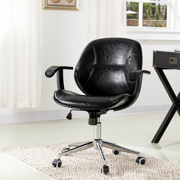 Glitzhome Glitzhome Black PU Leather Adjustable Height Swivel Desk Chair/Task Chair