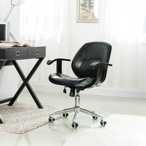 Glitzhome Glitzhome Black PU Leather Adjustable Height Swivel Desk Chair/Task Chair