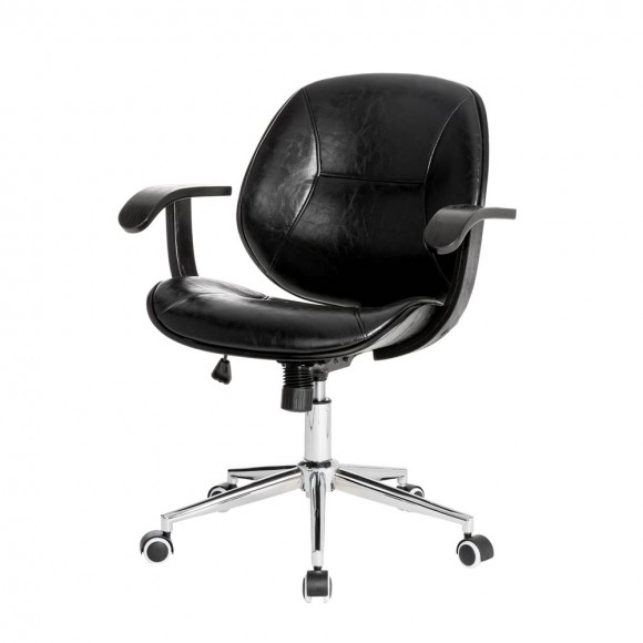 glitzhome Glitzhome Black PU Leather Adjustable Height Swivel Desk Chair/Task Chair