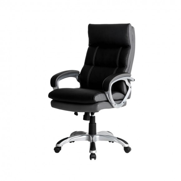 glitzhome Glitzhome Black PU Leather Gaslift Adjustable High-Back Swivel Office Chair