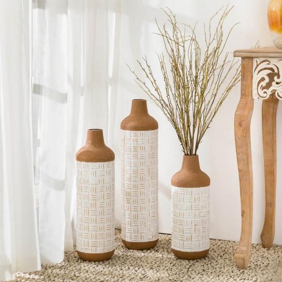 Glitzhome Glitzhome Boho/Farmhouse Decorative Table/Floor Metal Vase Set Of 3