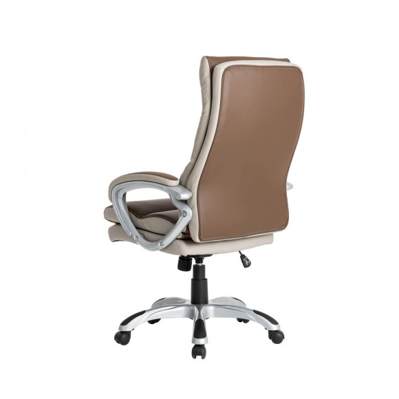 Glitzhome Glitzhome Brown PU Leather Gaslift Adjustable High-Back Swivel Office Chair