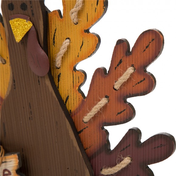 Glitzhome Glitzhome Burlap Wooden Turkey Decor For Thanksgiving