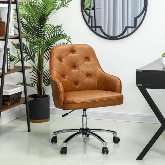 Glitzhome Glitzhome Caramel Bonded Leather Gaslift Adjustable Swivel Office Chair/Desk Chair