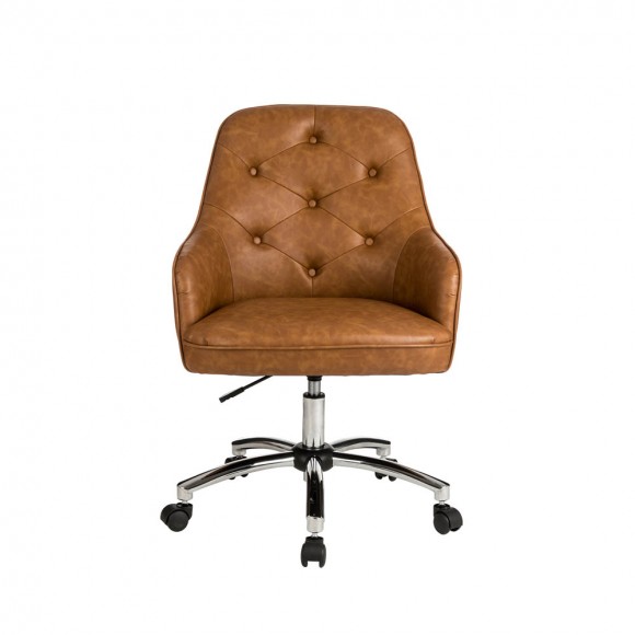 Glitzhome Glitzhome Caramel Bonded Leather Gaslift Adjustable Swivel Office Chair/Desk Chair