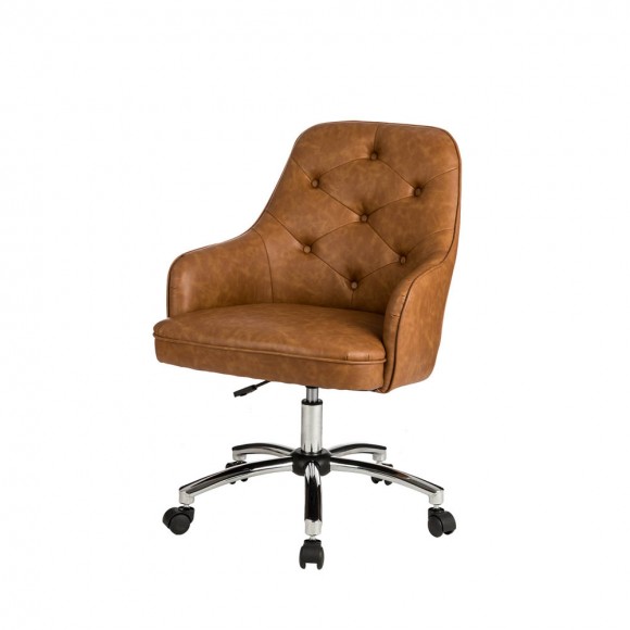 glitzhome Glitzhome Caramel Bonded Leather Gaslift Adjustable Swivel Office Chair/Desk Chair