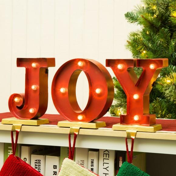 Glitzhome Glitzhome Christmas Stocking Holder 8.46"H "JOY" Stocking Holder Set