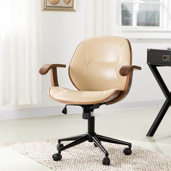 Glitzhome Glitzhome Cream PU Leather Adjustable Height Swivel Desk Chair/Task Chair
