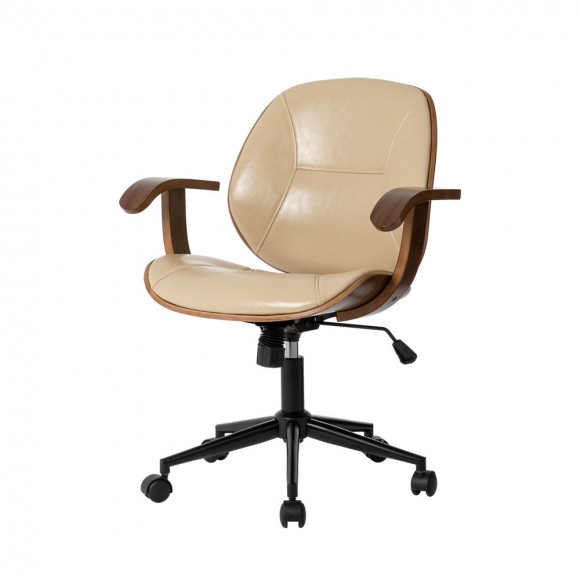 glitzhome Glitzhome Cream PU Leather Adjustable Height Swivel Desk Chair/Task Chair