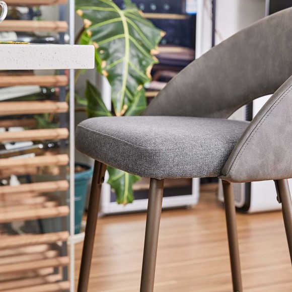 Glitzhome Glitzhome Dark Gray Fabic Seat And Leatherette Backrest Bar Stool With Brown Tapered Metal Legs Set Of 2