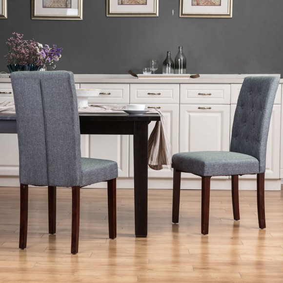Glitzhome Glitzhome Dark Gray Upholstered Fabric Dining Chairs With Tufted Back Set Of 2