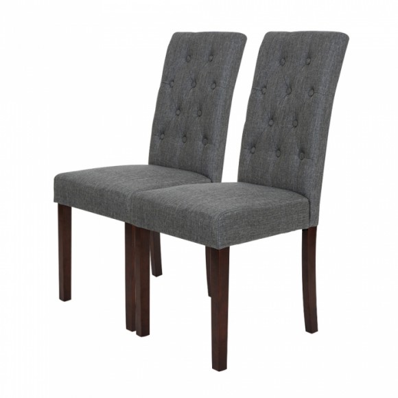 glitzhome Glitzhome Dark Gray Upholstered Fabric Dining Chairs With Tufted Back Set Of 2