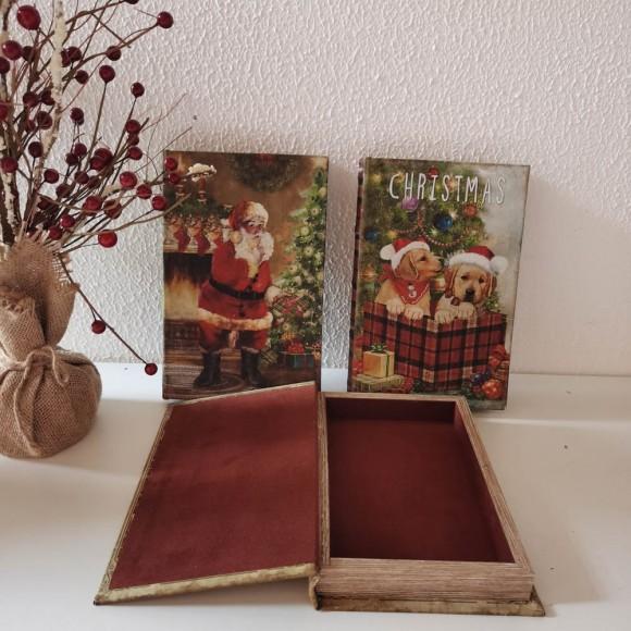 Glitzhome Glitzhome Decorative Vintage Book Shaped Christmas Book Box Set Of 3