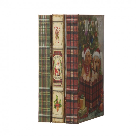 Glitzhome Glitzhome Decorative Vintage Book Shaped Christmas Book Box Set Of 3