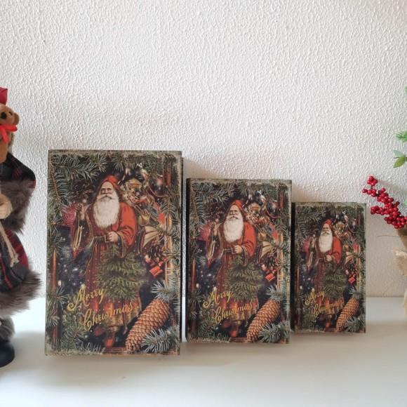 Glitzhome Glitzhome Decorative Vintage Book Shaped Christmas Storage Book Box Set Of 3