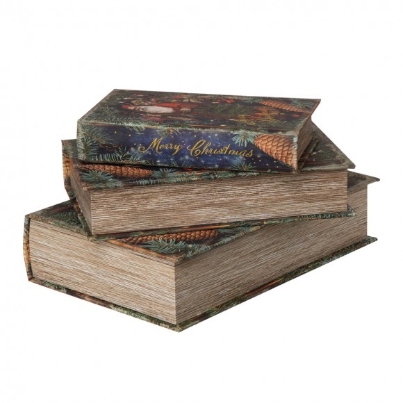 Glitzhome Glitzhome Decorative Vintage Book Shaped Christmas Storage Book Box Set Of 3