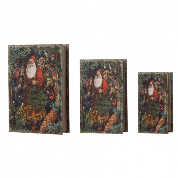 glitzhome Glitzhome Decorative Vintage Book Shaped Christmas Storage Book Box Set of 3