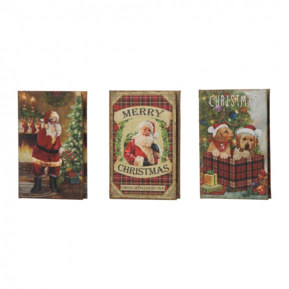 glitzhome Glitzhome Decorative Vintage Book Shaped Christmas Book Box Set of 3